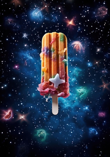 우주 배경 에 있는 아이스크림