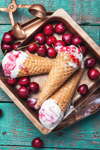 Ice-cream and spoon for ice cream