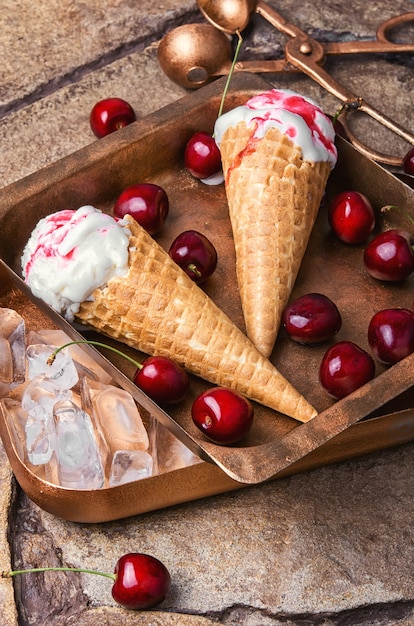 Ice-cream and spoon for ice cream