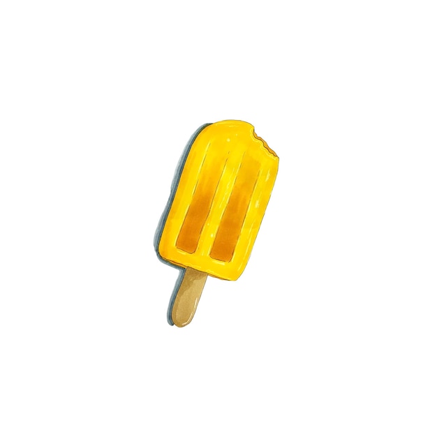 Ice cream on a stick hand drawing markers illustration isolated