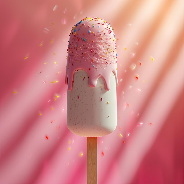 ice cream on a stick like ice cream on top minimalism chocolate and sprinkles