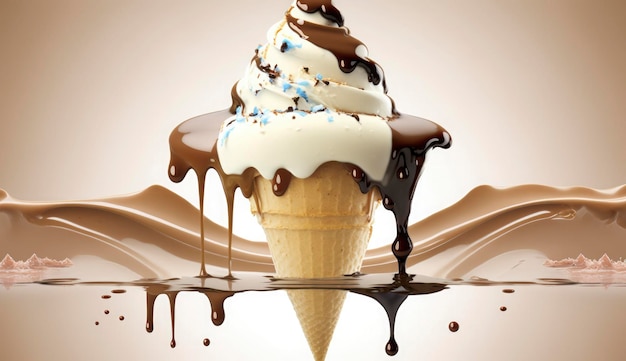 Ice Cream stock photo Ice Cream Melting Mistake Falling Ice Cream Cone Generate Ai