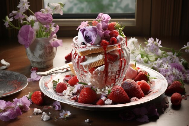 Ice Cream and Strawberry Spread