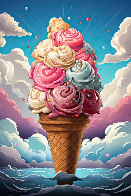 Photo ice cream in the style vector illustration