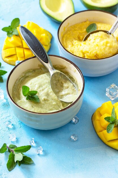 Ice cream summer sweet snack or dessert homemade tropical fruit sorbet