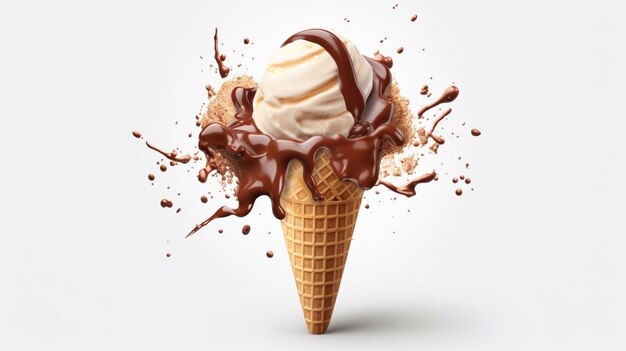 Ice cream vector white background Ai generative