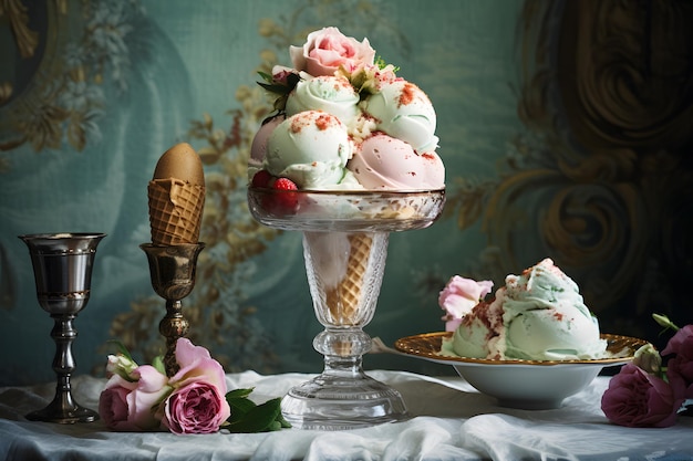 Ice Cream in Vintage Setting