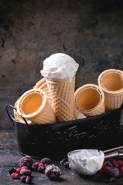 Ice cream in wafer cones