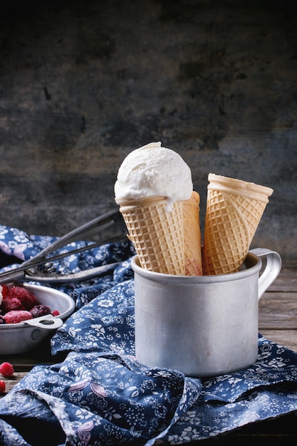 Ice cream in wafer cones