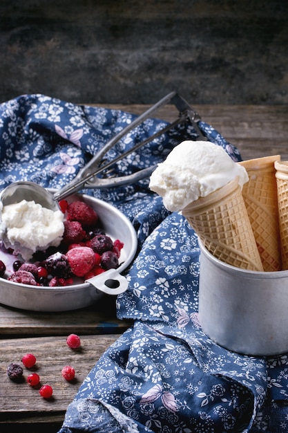 Ice cream in wafer cones