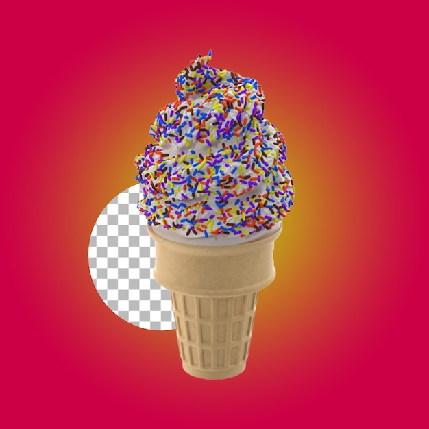 ボックスデザインコンセプトの外でダイエットと思考のためのアイスクリームワッフルコーン