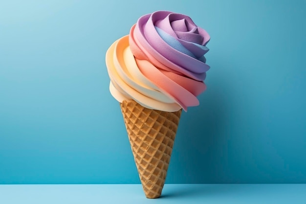 Ice cream in a waffle cone generative ai