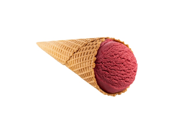 Ice cream in a waffle cone isolated on a white background