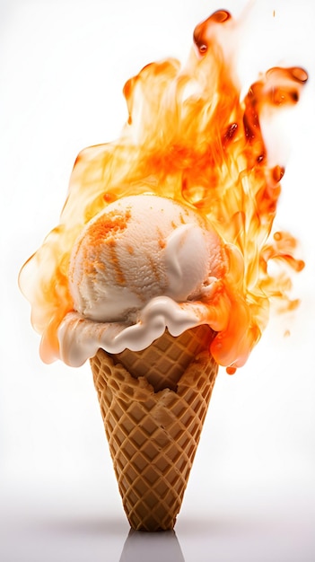 Photo ice cream in a waffle cone