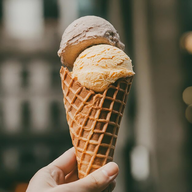 ice cream in waffle cones