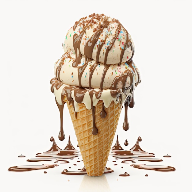 Ice cream on white background Made by AI Artificial intelligence