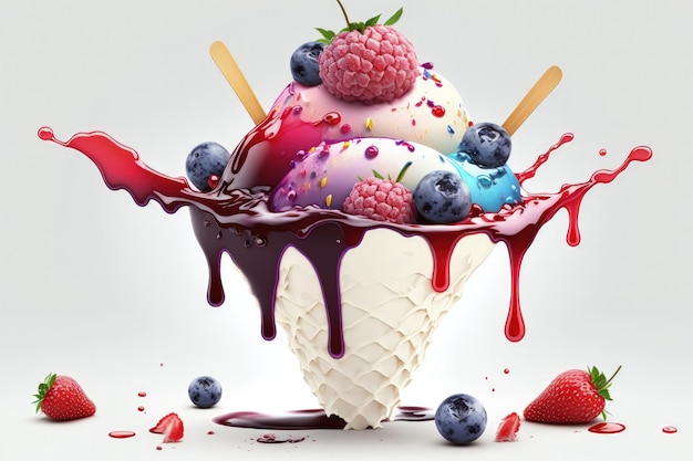 Ice cream with berry on top