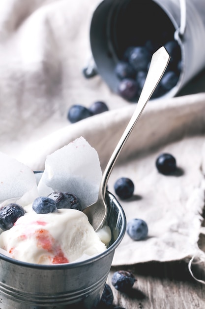 Ice cream with blueberries