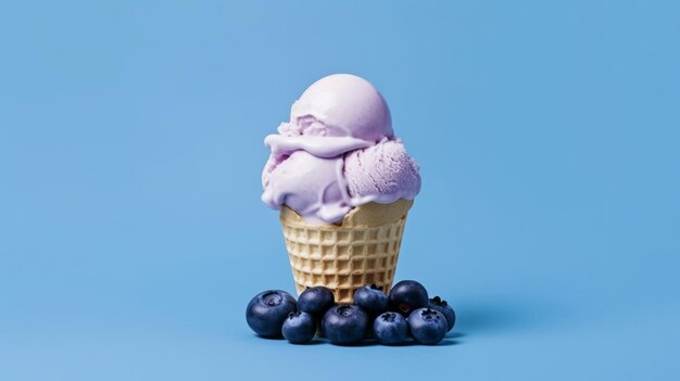 Ice cream with blueberry Illustration AI Generative