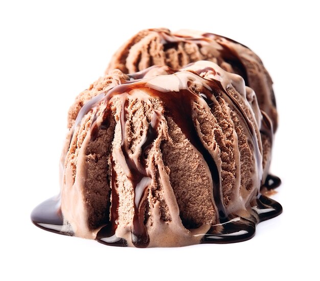 Ice cream with chocolate topping