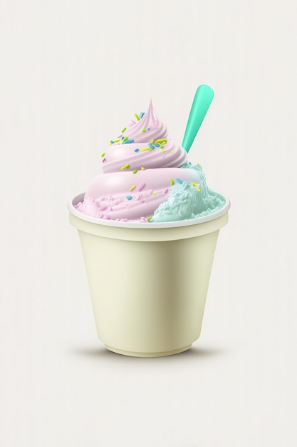 Ice cream with cup mockup design