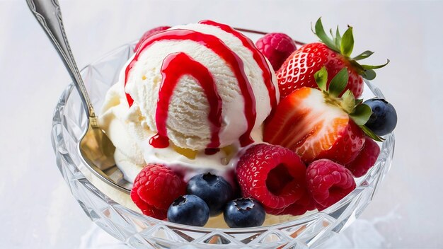 Ice cream with fresh berries