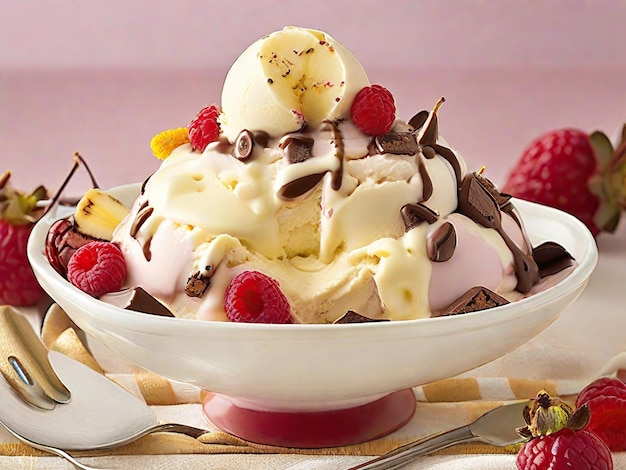 ice cream with fruit in the cup