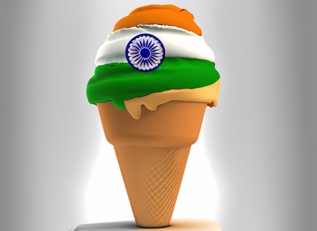 Photo ice cream with indian flag 15 aug celebration