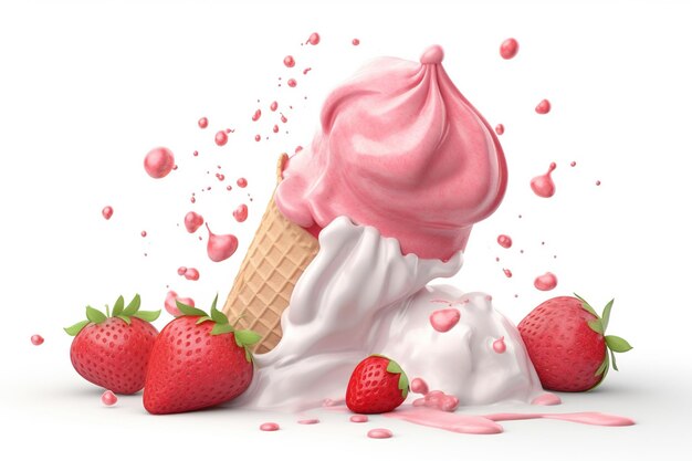 Ice cream with strawberrie