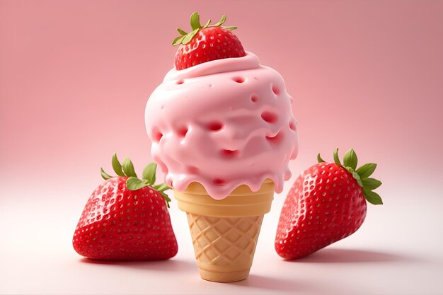 Ice cream with strawberries