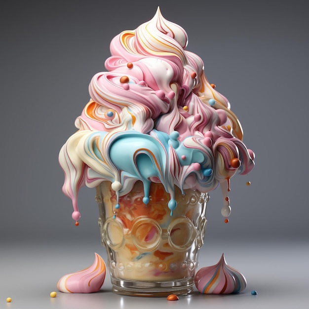 ice cream with swirls and color