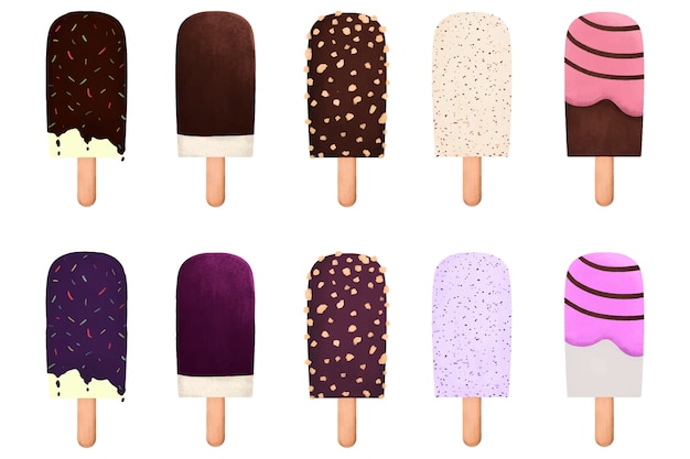 Ice Cream with Various Flavor Illustration