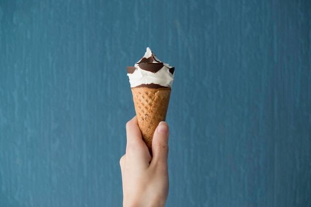 Ice cream in a woman's hand