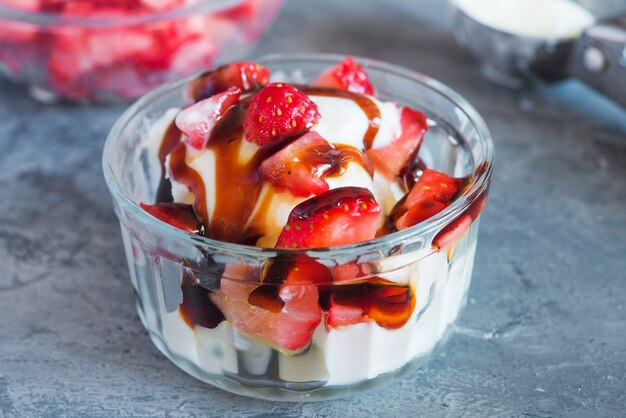 Ice cream yogurt with strawberry