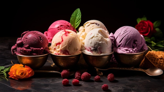 ice creams with different flavors of various flavors