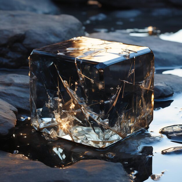 a ice cube that has the word ice on it