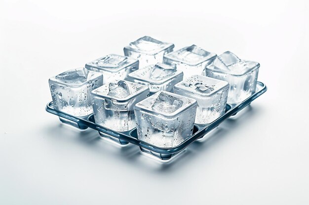 Photo ice cube tray on white background