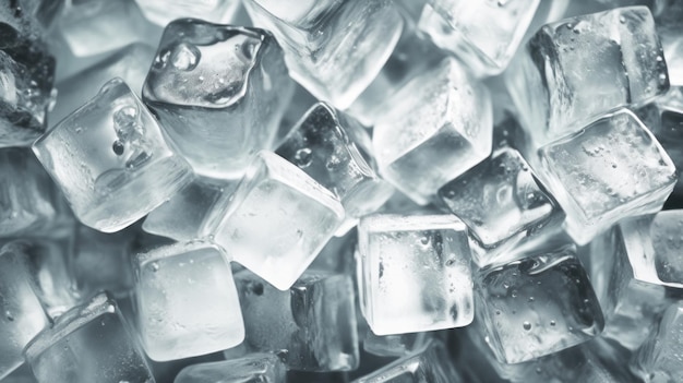 Ice cubes are piled up in a pile.