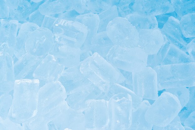 Ice cubes background.High angle view of heap of man made ice