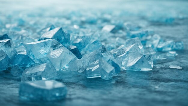 Ice cubes on a blue background blue ice background