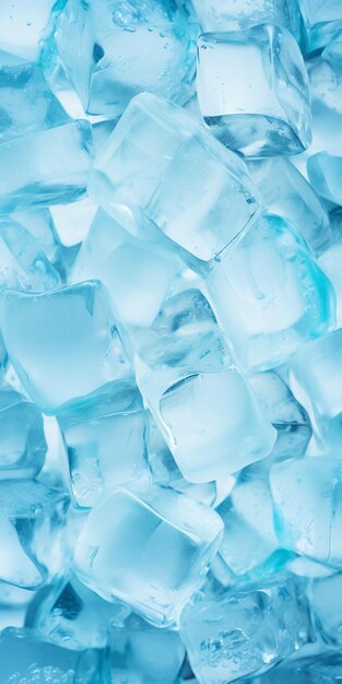 Ice cubes bluish background frozen water cold fresh concept generative ai