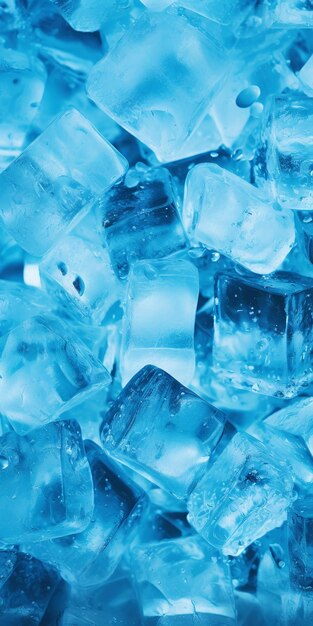 Ice cubes bluish background Frozen water Cold fresh concept Generative AI