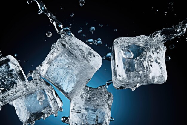 Premium AI Image Ice Cubes Cause Splashes In The Water premium-ai-image-ice-cubes-cause-splashes-in-the-water