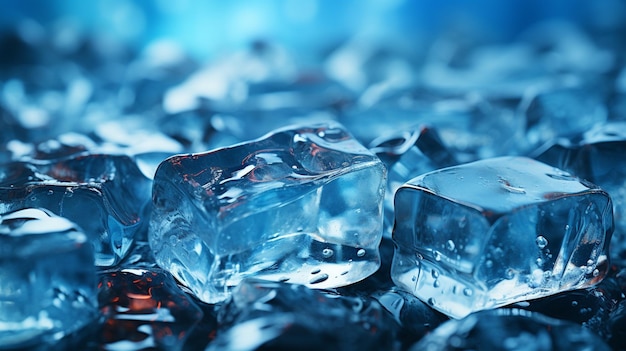 ice cubes crack when put them in water ice background