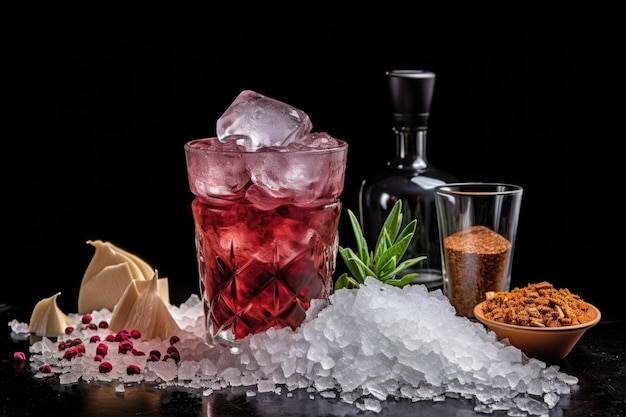 Ice cubes and crushed ice for cocktail preparation