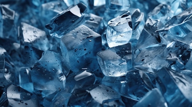 Ice cubes crystals pieces AI generated image