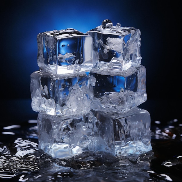 ice cubes on dark background