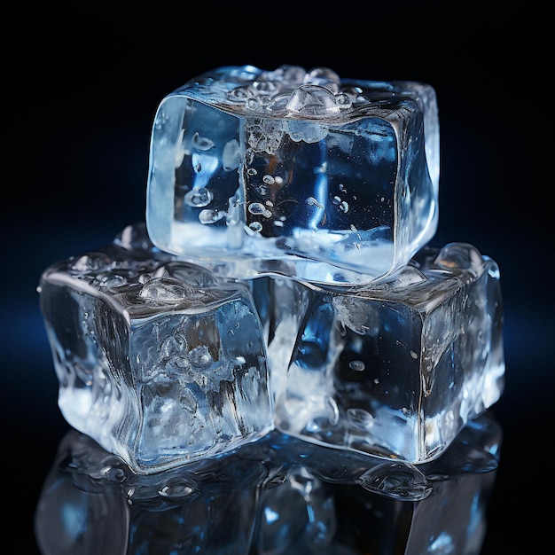 ice cubes on dark background