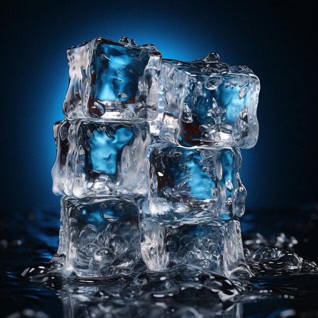 Photo ice cubes on dark background