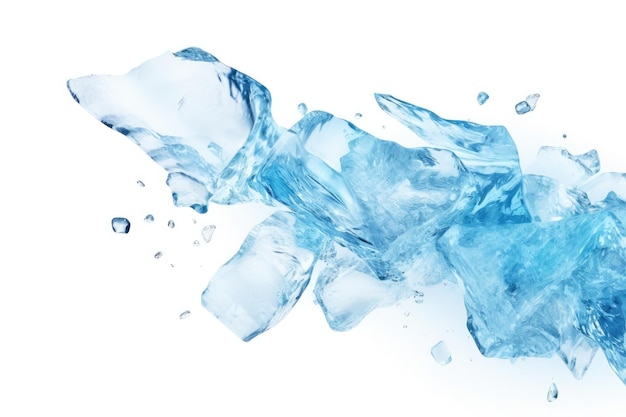 Ice Cubes Falling Into Water on White Background on a White or Clear Surface PNG Transparent Background